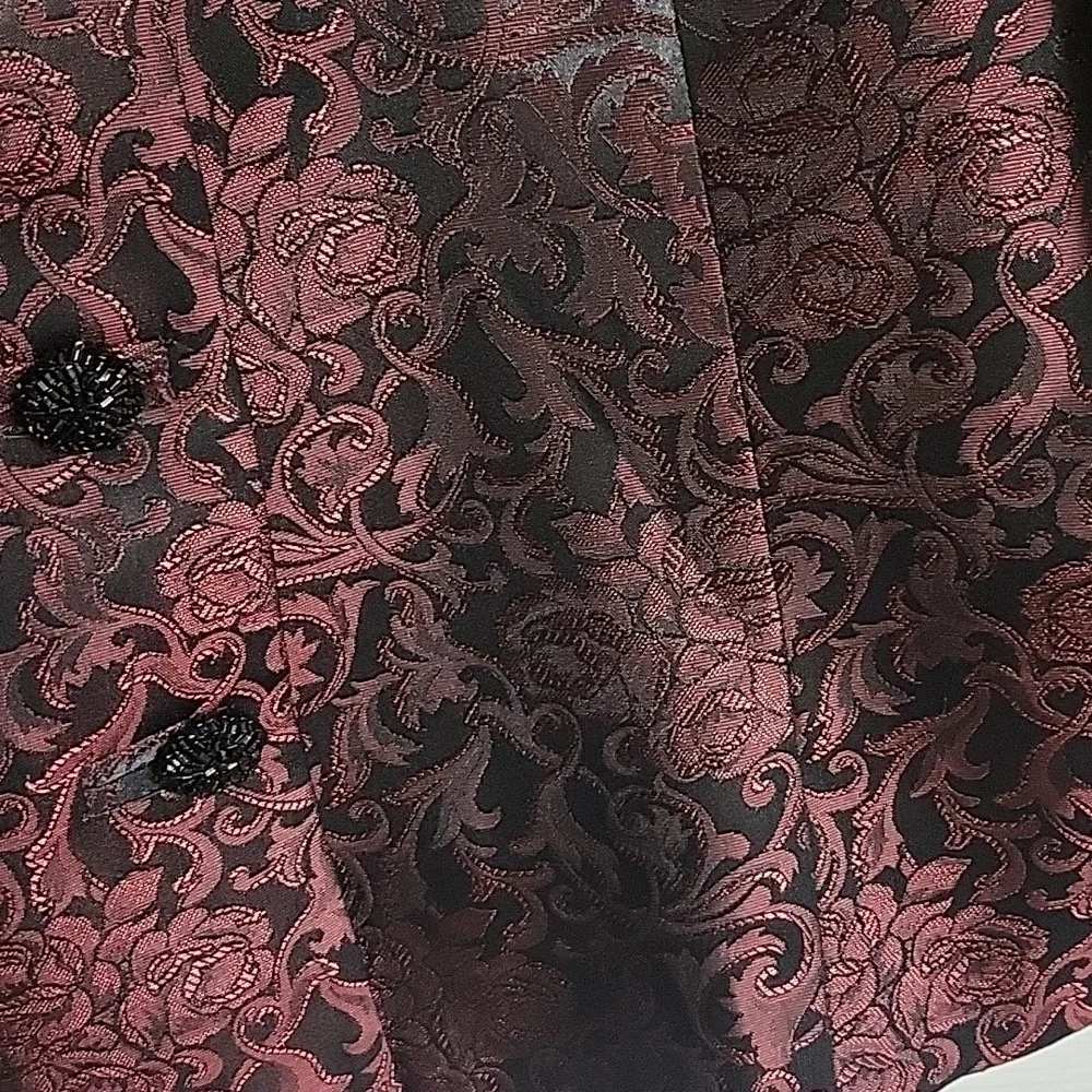 Vintage Metallic Acetate Brocade Floral Paisley Chunky Sequin Button Jacket - Picture 3 of 9